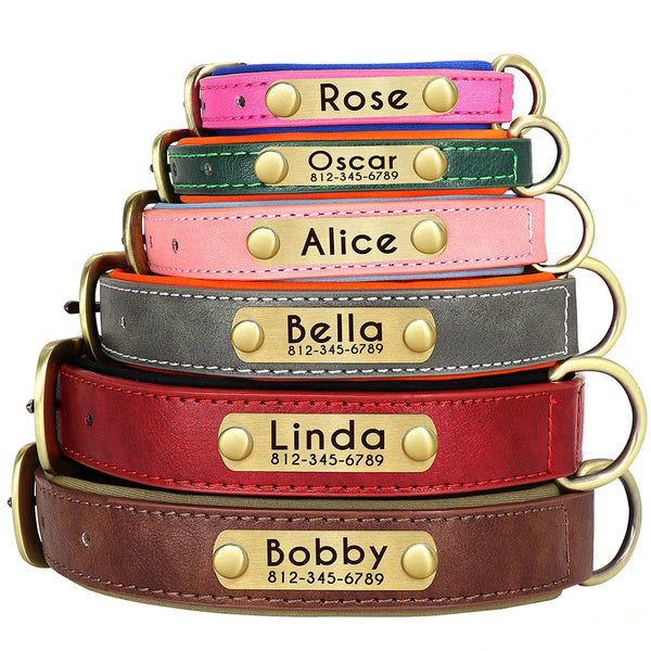 Customized Leather Soft Padded Leather Collar For Small Medium Large Dogs - Pet Wonders