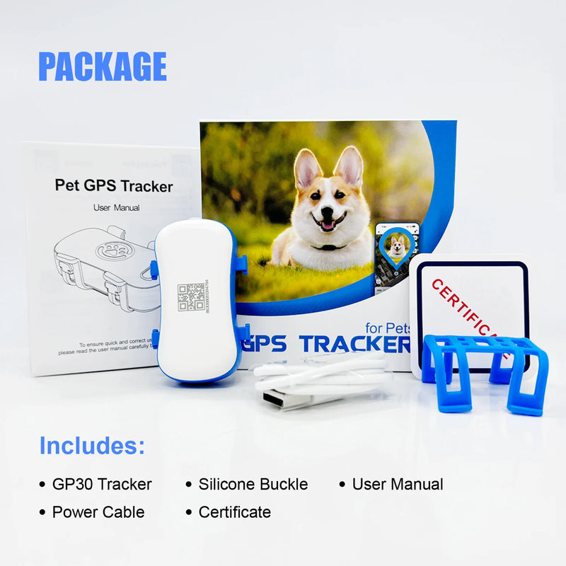 GP30 Pet Tracker Dog Cat Tracker Smart Light Sound Search Lost Finder Waterproof Tracking Device for Pets with Free Trial - Pet Wonders