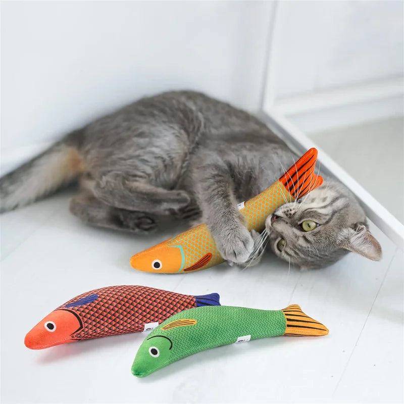 3D Simulation Fish Goldfish Interactive Sounding Cat Chew Bite Plush Toys - Pet Wonders