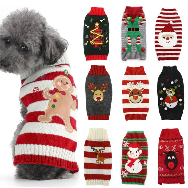 Christmas Striped Dog Knitted Sweater