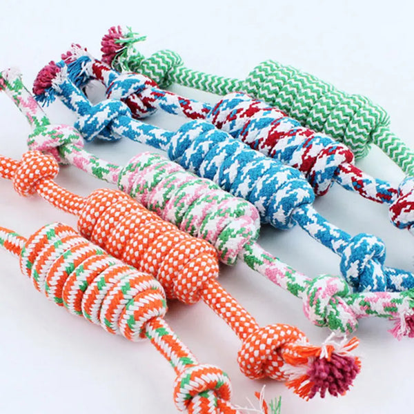 Durable Braided Bone Rope Chewing Colorful Cotton Knot Toys For Puppy - Pet Wonders