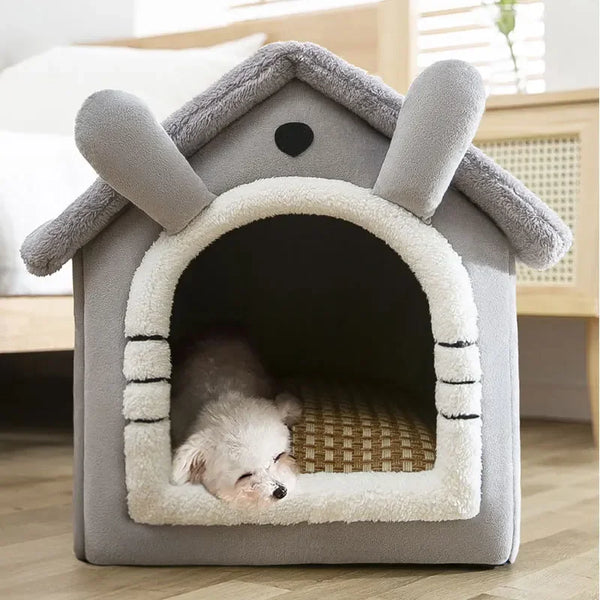 Foldable Winter Warm Dog House Kennel Bed Mat For Small Medium Dogs & Cats - Pet Wonders