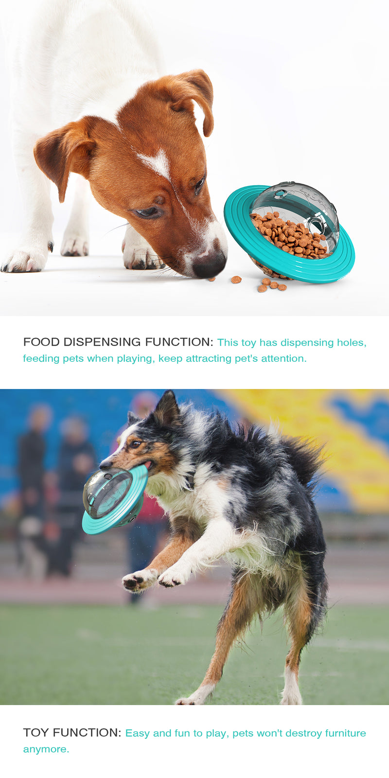 Dog Interactive Food Leaking Dispensing Treat Ball For Small Large Dogs - Pet Wonders