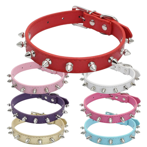 Cool Cat Dog Collar Leather Spiked Studded Collars For Pets - Pet Wonders