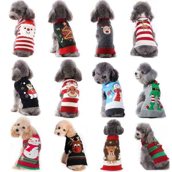 Christmas Striped Dog Knitted Sweater