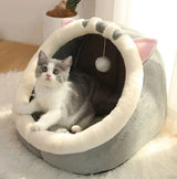 Nest Round Sleeping Cave Kitten Beds With Basket & Lounger Cushion - Pet Wonders