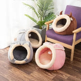 Nest Round Sleeping Cave Kitten Beds With Basket & Lounger Cushion - Pet Wonders