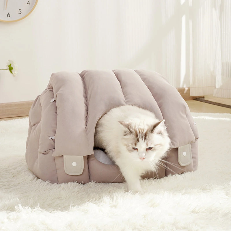 Dual purpose arched fully enclosed and warm, soft and comfortable bed For Cats - Pet Wonders