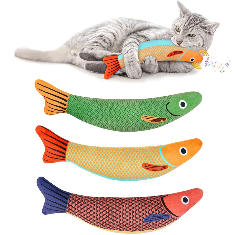 3D Simulation Fish Goldfish Interactive Sounding Cat Chew Bite Plush Toys - Pet Wonders