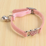 Heart Charm And Bell Cat Elastic Adjustable With Soft Velvet Material Collar - Pet Wonders