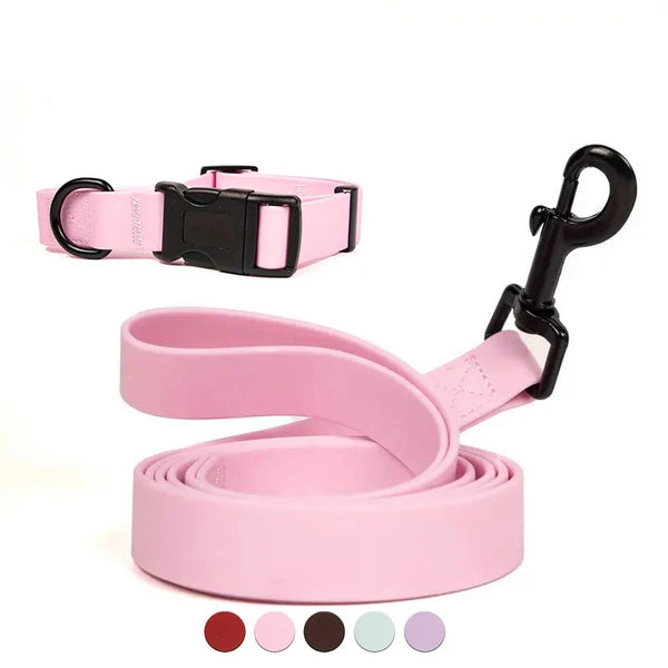 Adjustable PVC Waterproof Dog Collar and Leash Set - Pet Wonders