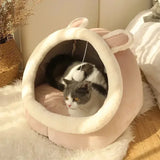 Nest Round Sleeping Cave Kitten Beds With Basket & Lounger Cushion - Pet Wonders