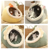 Nest Round Sleeping Cave Kitten Beds With Basket & Lounger Cushion - Pet Wonders