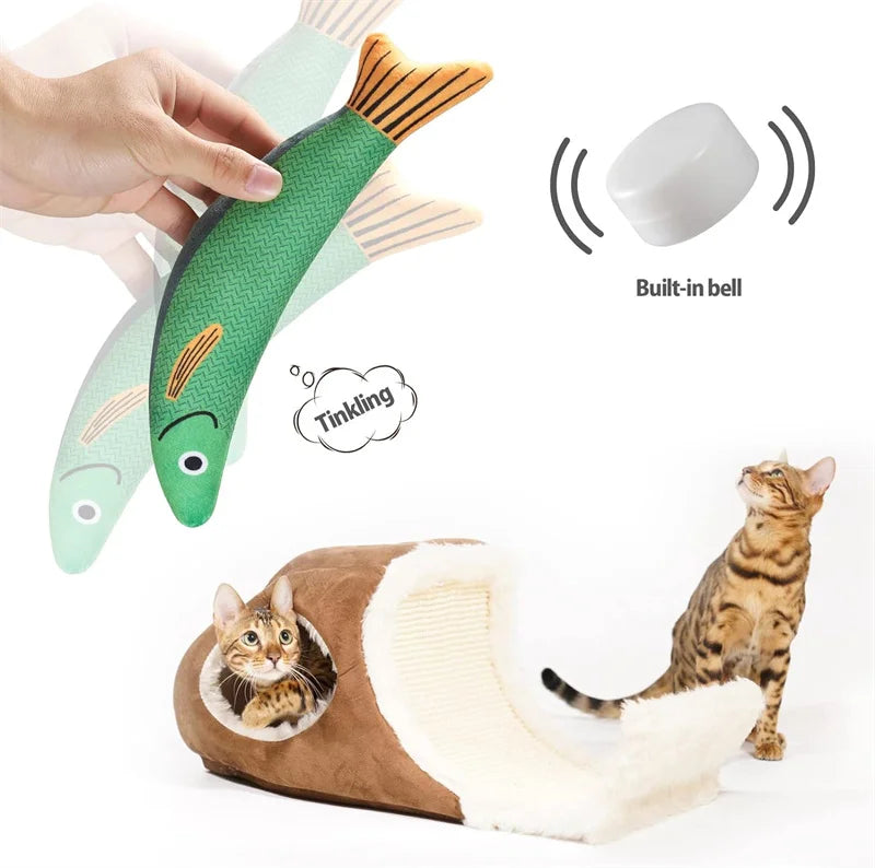 3D Simulation Fish Goldfish Interactive Sounding Cat Chew Bite Plush Toys - Pet Wonders